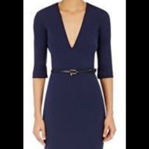 Black Victoria Beckham 3/4 sleeve deep v dress